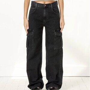 AGOLDE Minka Cargo Wide Leg Black Jeans Sz 28